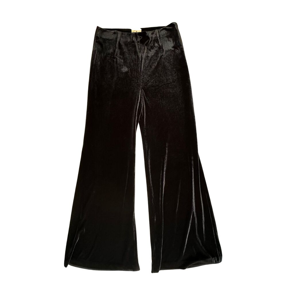 Tuckernuck Velvet Pants Black Flare Wide Leg High Waist B1716 Medium M Holiday
